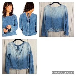 Cloth & Stone 100% Cotton Lightweight Blue Ombre Corduroy Longsleeve Top